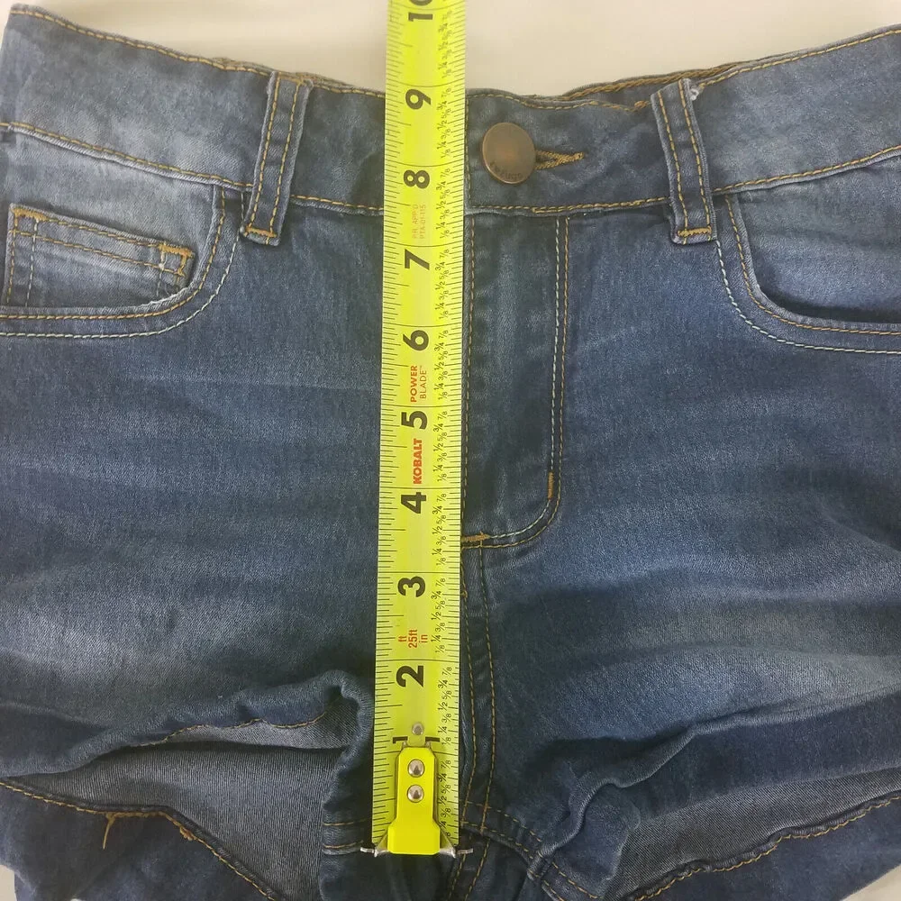 Refuge Denim Shorts Womens 0 Blue Jean Mid Rise‎ Mom Cuffed Hem Dark Wash - Picture 4 of 12